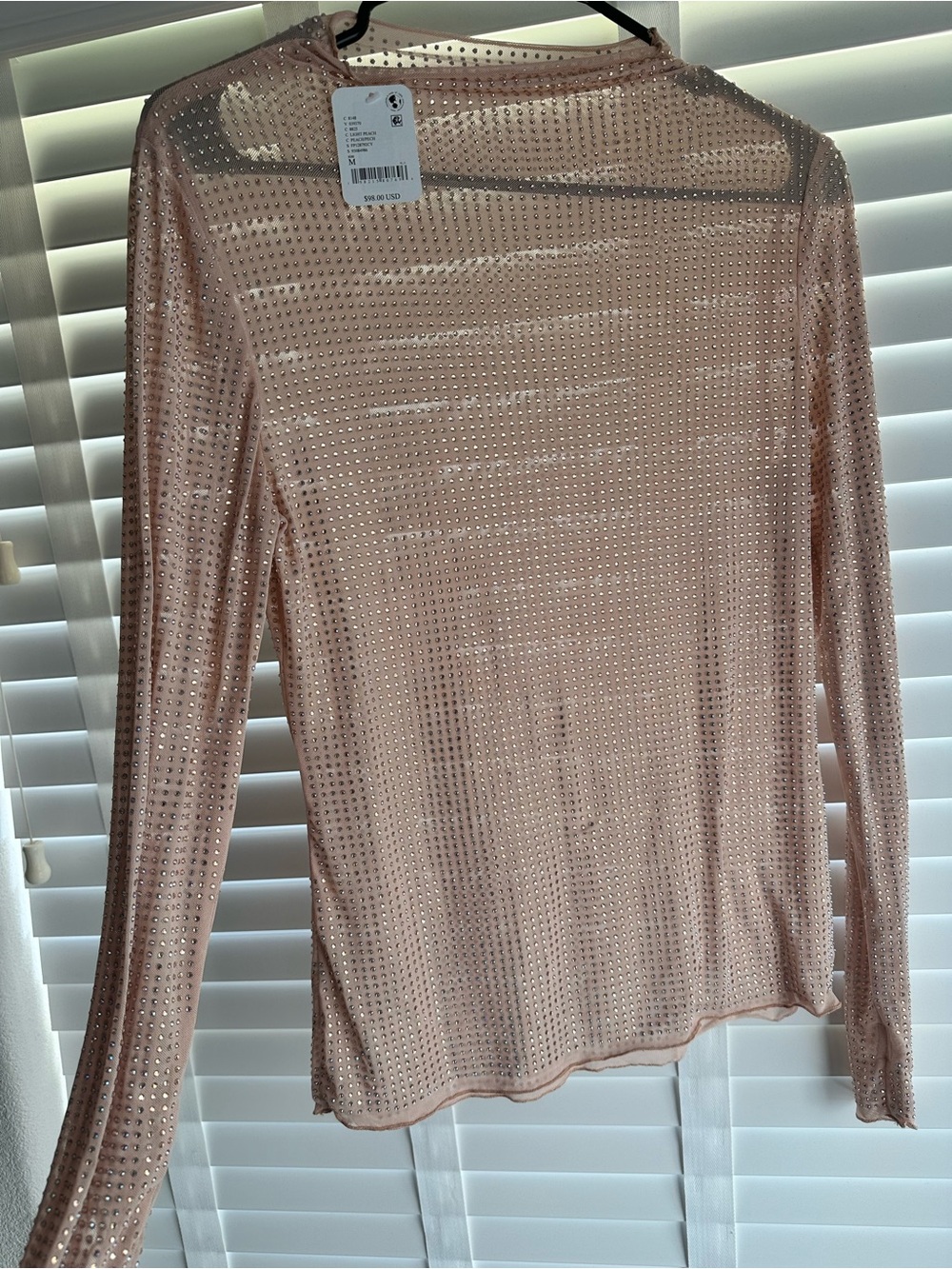 Free People Sheer Rhinestone Long Sleeve NWT!